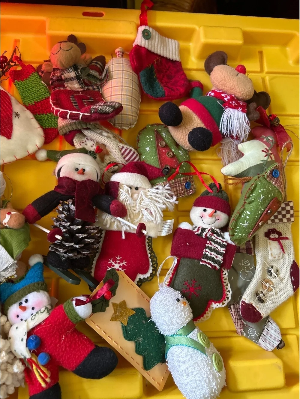Assorted Handmade Christmas Ornaments and Stockings Set